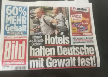 Unglaublich, wie angebliche "Luxushotels" mit deutschen Urlaubern manchmal umgehen. Schlagzeile der BILD angesichts der Thomas Cook Pleite.